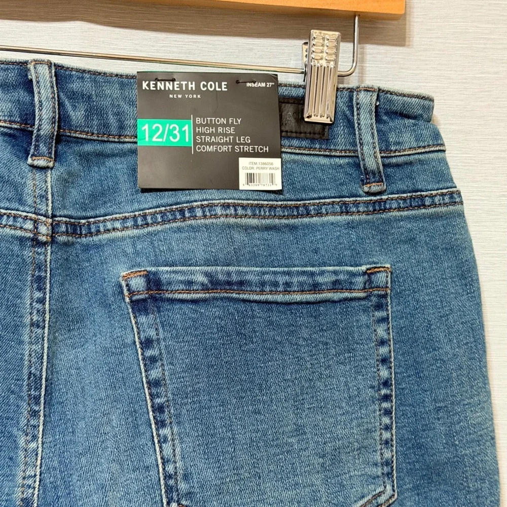 Kenneth Cole New York Womens High Rise Straight Leg Button Fly Jean size 12